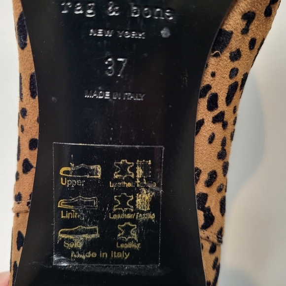 Rag & Bone Aslen ankle bootie tan black cheetah print leather block heel size 37 - Picture 9 of 9